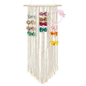 Macrame Bow Holder Hanging Hair Bow Organizer for Girls Hair Bows